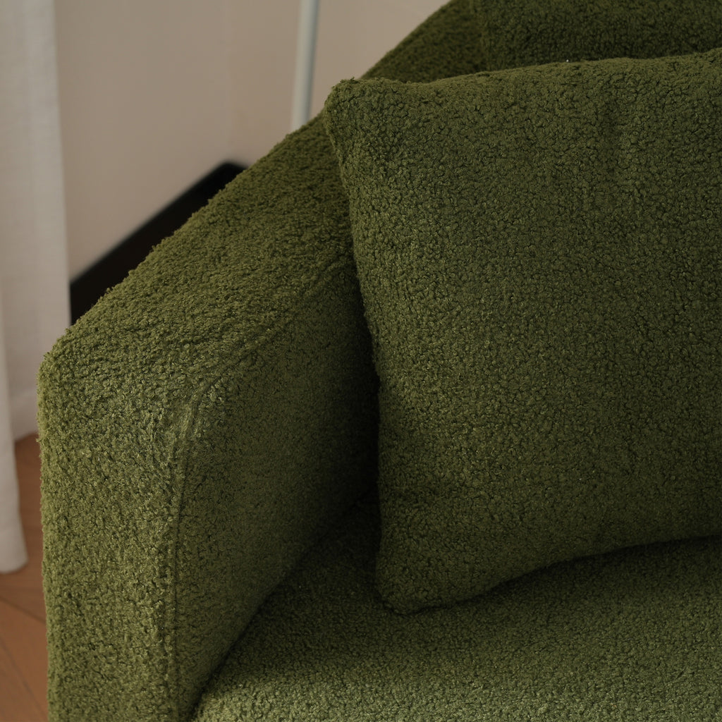 DumbbellCentral Eden Sherpa 2-Seater Sofa Bed with Adjustable Backrest & Gold Legs – Green (DC-SB-EDEN-176G)