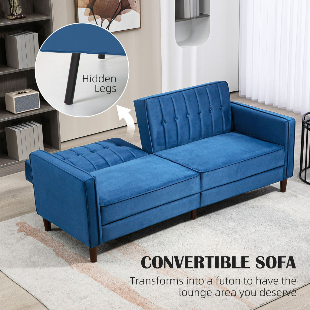 DC Verona Velvet 3-Seater Click-Clack Sofa Bed – Blue
