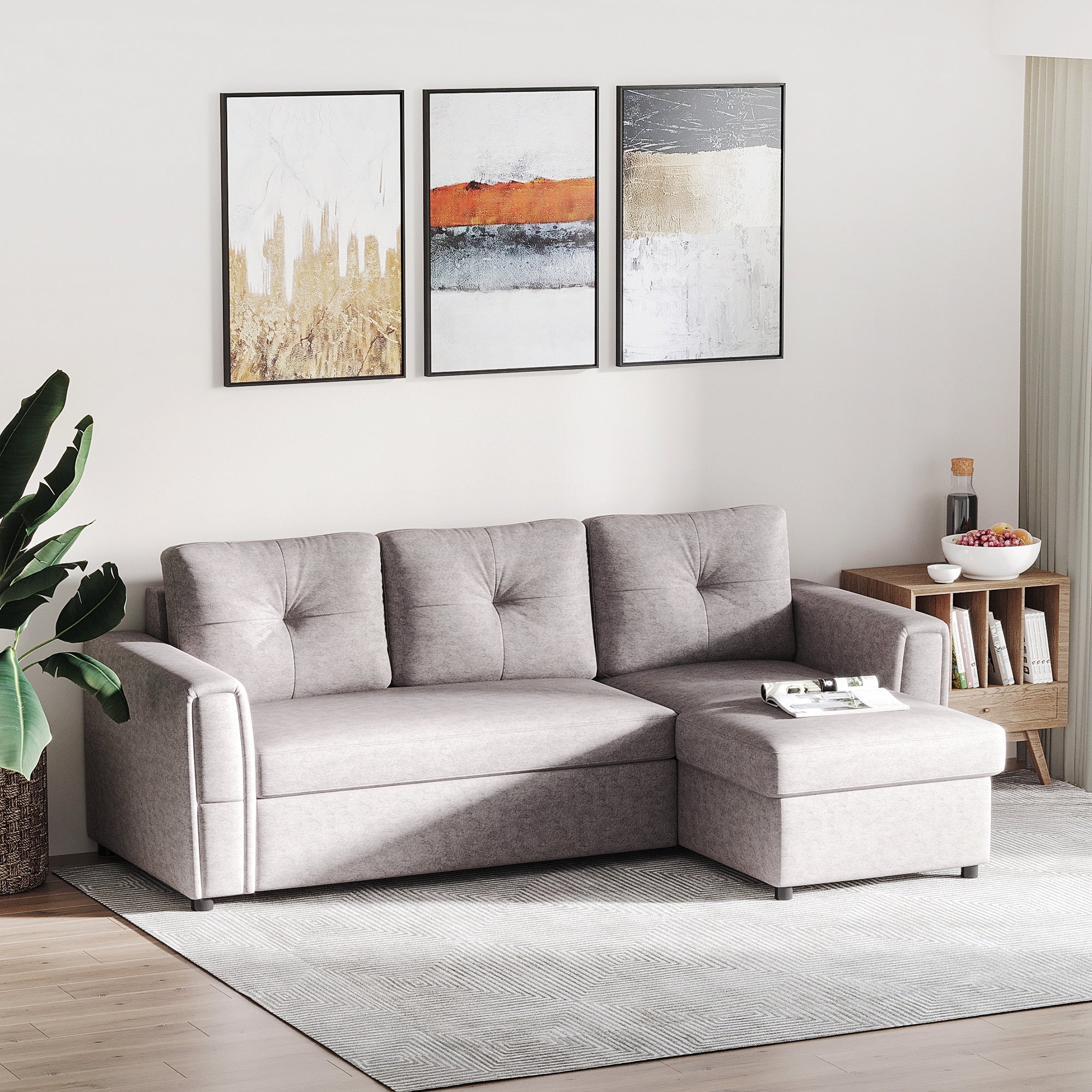 DC Oslo 3-Seater Corner Sofa Bed with Storage – Light Grey