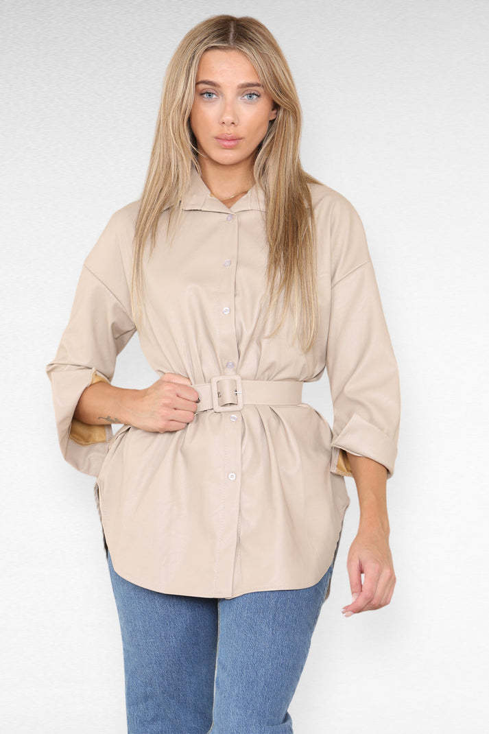 The Camden Wet Look Shirt Dress