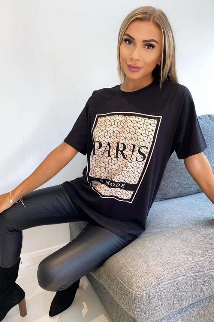 Parisian Print Oversize Tee