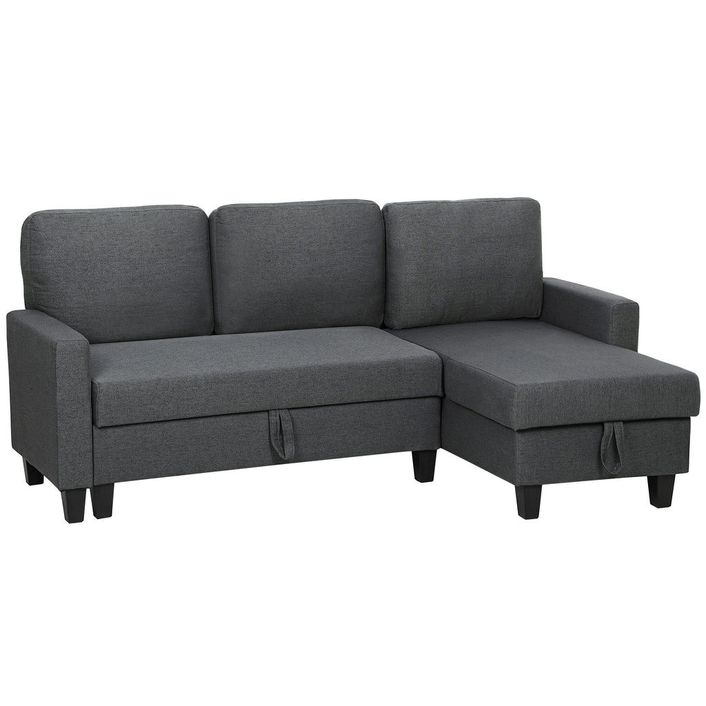 DC Bergen 3-Seater Storage Sofa Bed with Reversible Chaise – Charcoal Grey