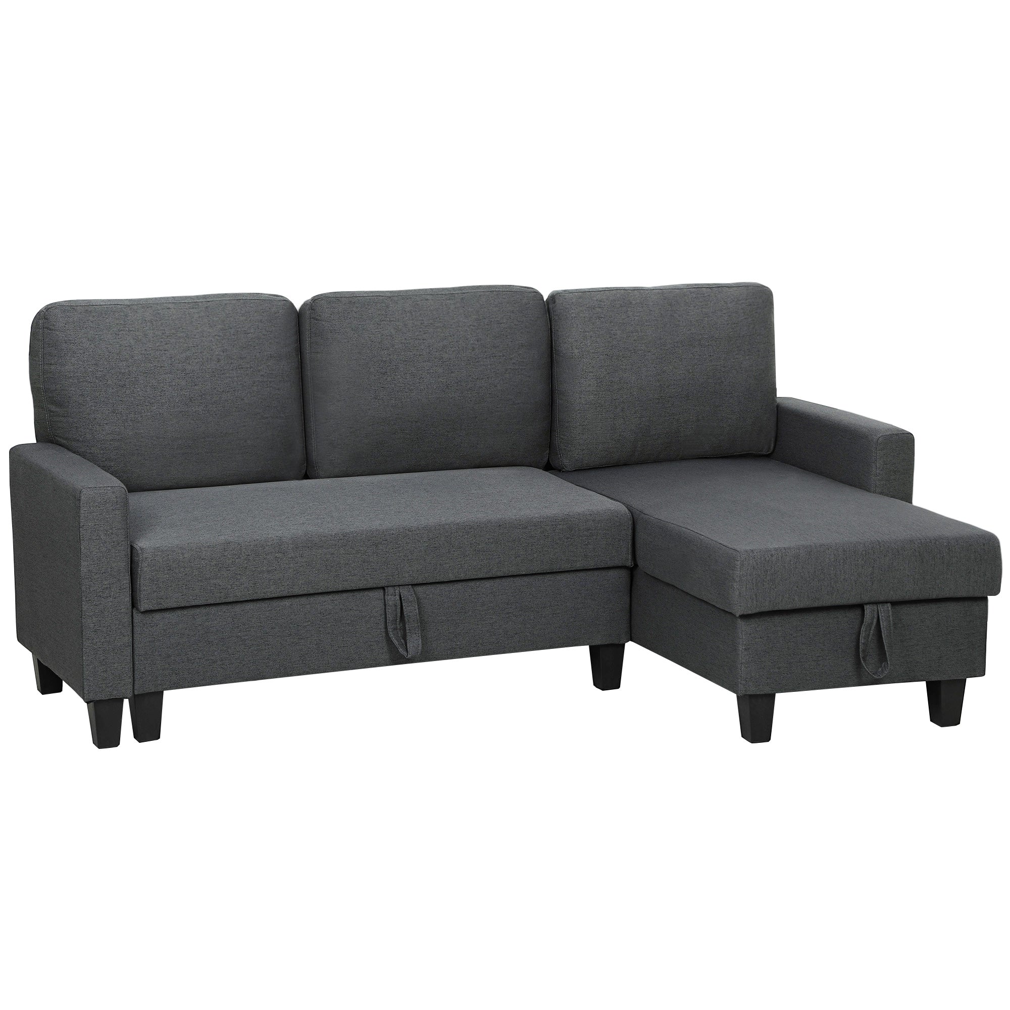 DC Bergen 3-Seater Storage Sofa Bed with Reversible Chaise – Charcoal Grey