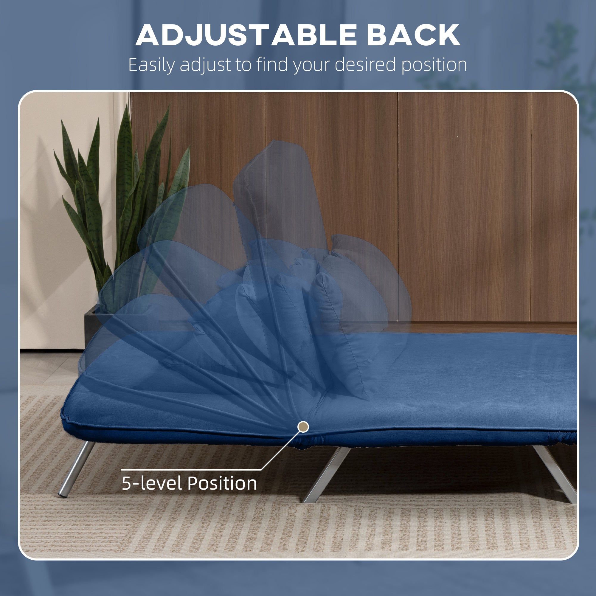 Two-Seater Click-Clack Sofa Bed - Dark Blue