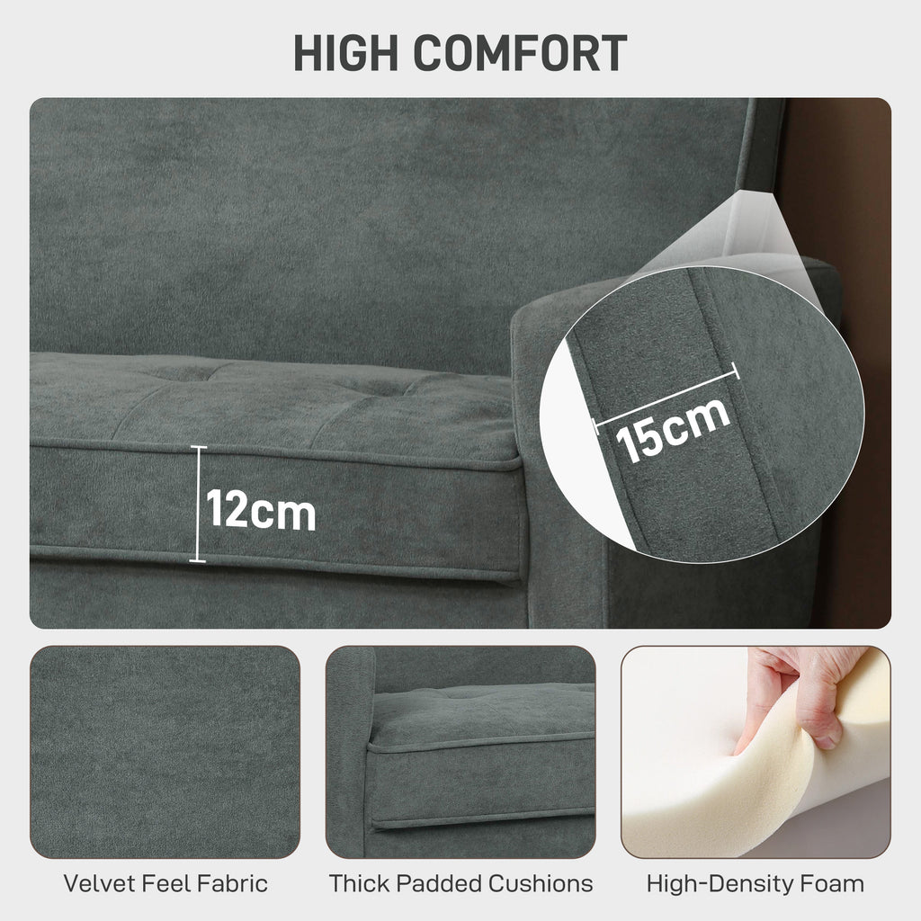 DC Milano Velvet 2-Seater Sofa – Grey