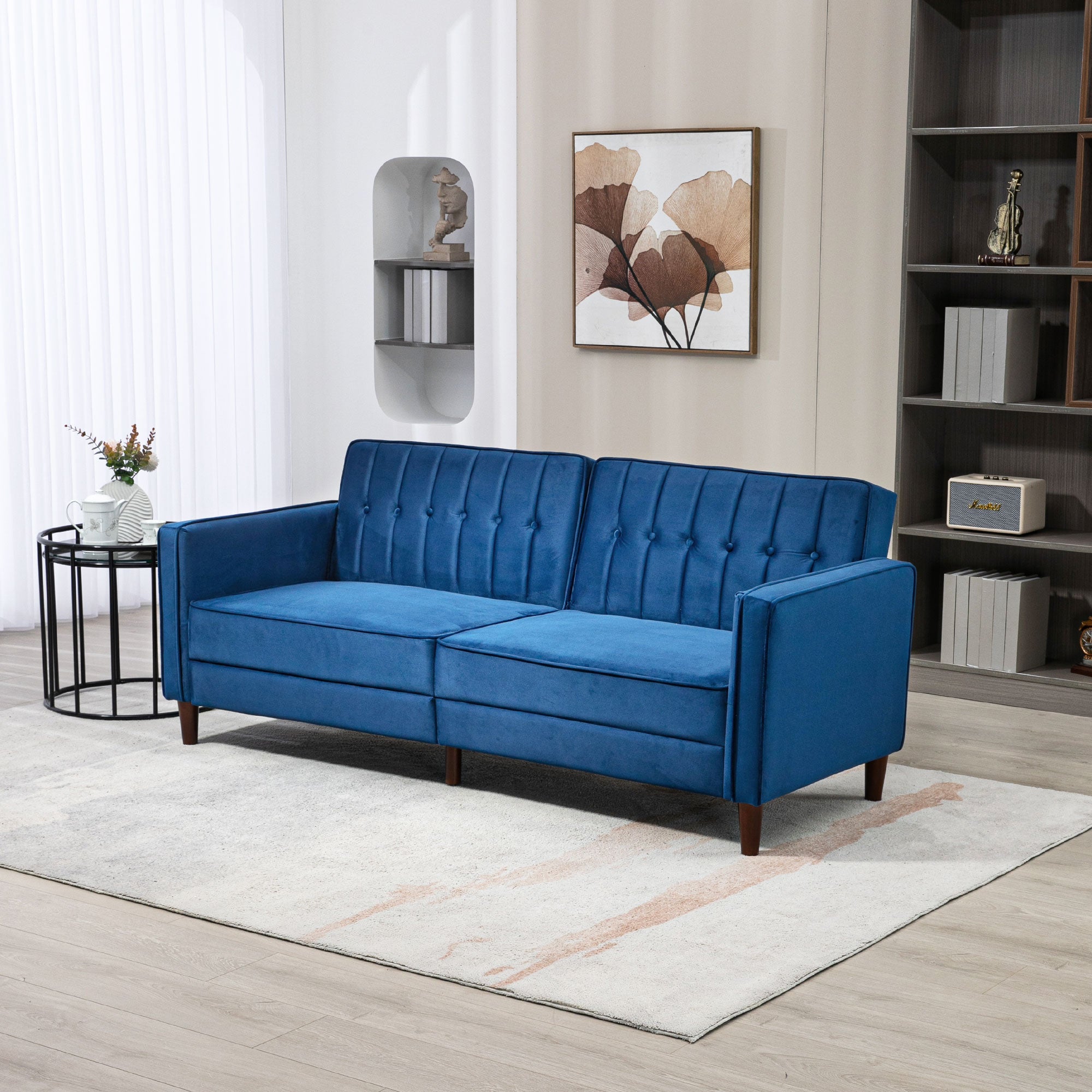DC Verona Velvet 3-Seater Click-Clack Sofa Bed – Blue