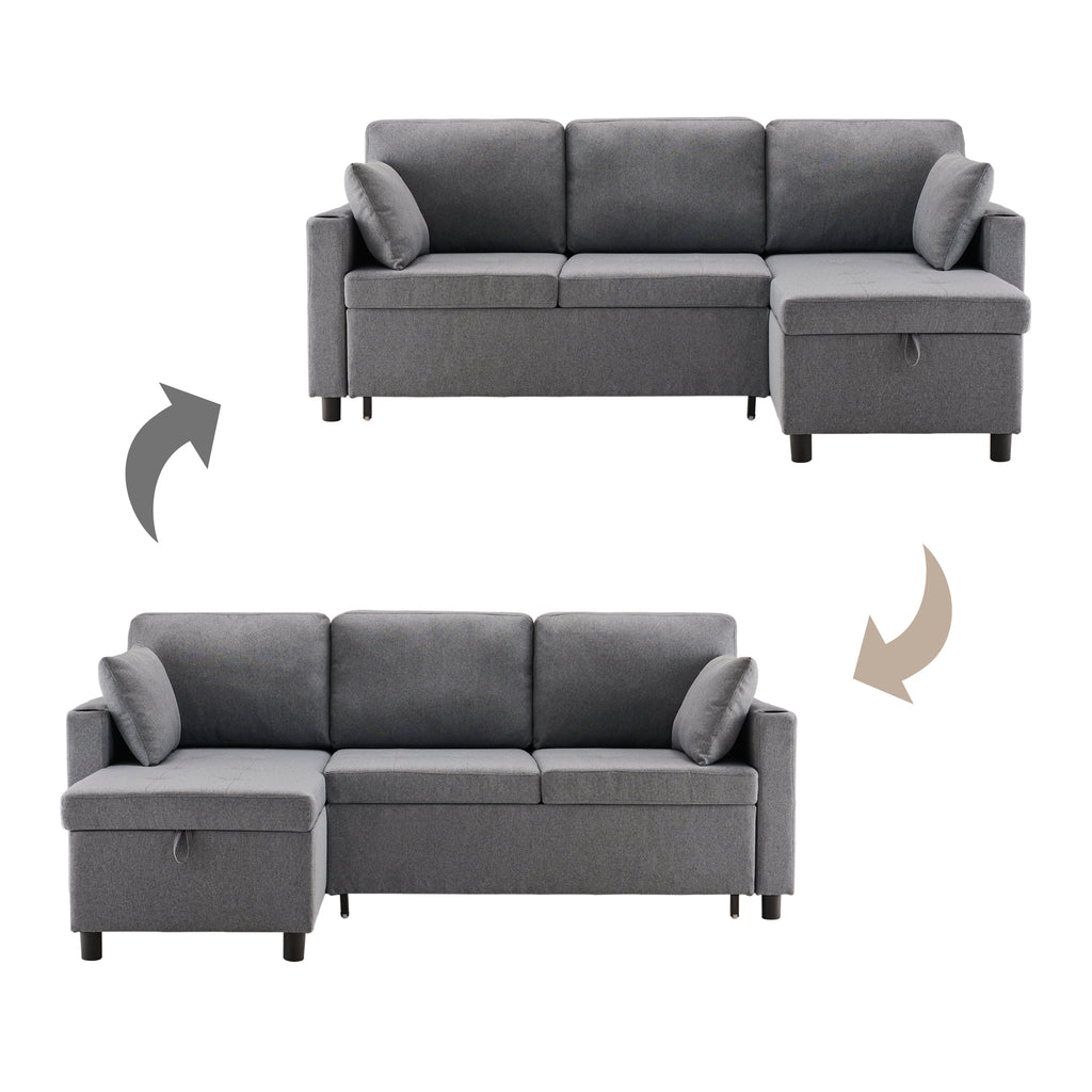 DumbbellCentral Atlas L-Shape Storage Sofa Bed – Grey (DC-SB-ATLAS-G141)