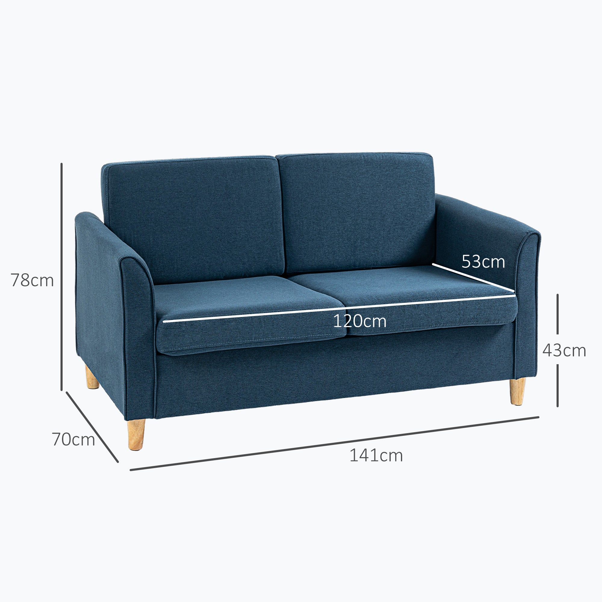 DC Oslo Compact 2-Seater Loveseat Sofa – Blue