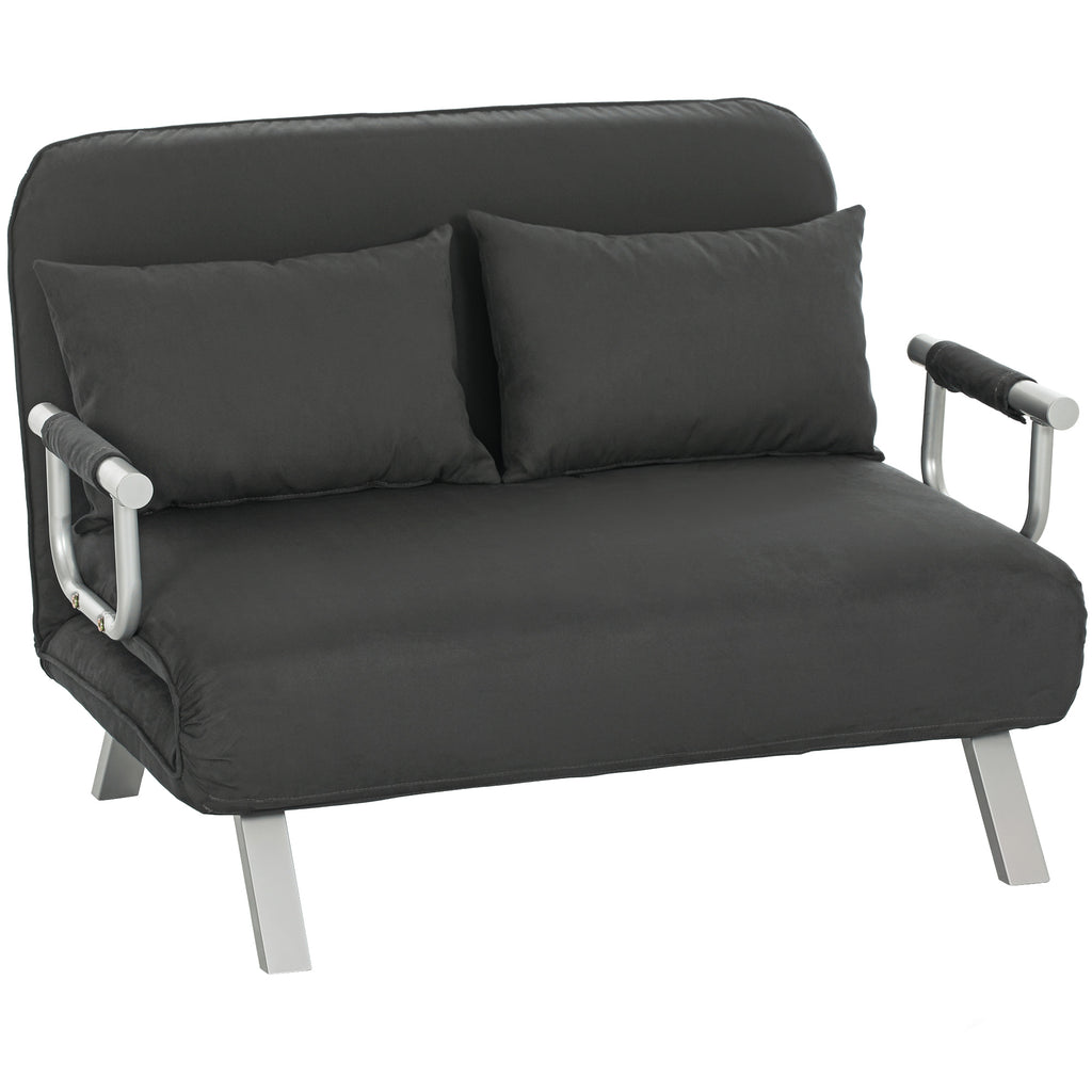 Two-Seater Click-Clack Sofa Bed - Charcoal Grey